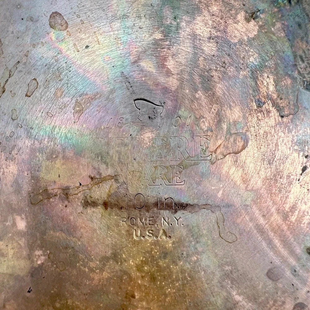 Revere Ware‎ Frying Pan 10 in Copper Bottom 1801 Made in USA Vtg Skillet No Lid